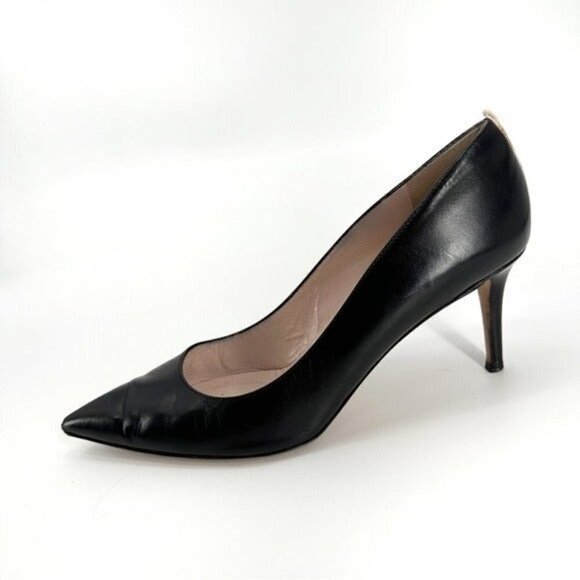 SJP Fawn Sarah Jessica Parker Black Pointed Toe Leather Classic Pump 9 Heels - Picture 1 of 8